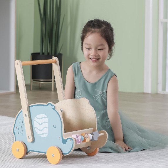 VIGA PolarB Medinis 2-in-1 Vežimėlis, Ratai, Dramblys