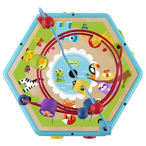 TOOKY TOY interaktyvi Medžio Montesorio šešiakampė atidarymo dėžutė