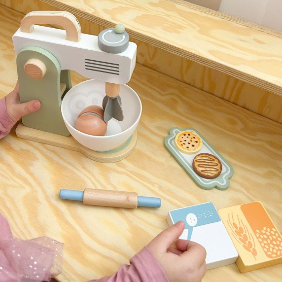 TOOKY TOY Medinis Maišytuvas Pastelinis Priedų Rinkinys