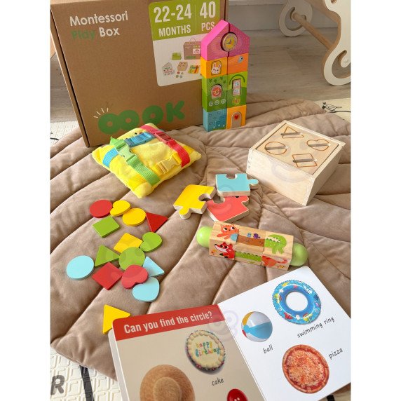 TOOKY TOY dėžutė XXL Montessori mokomoji 7in1 pojūčių dėžutė 22-24 mėnesiai