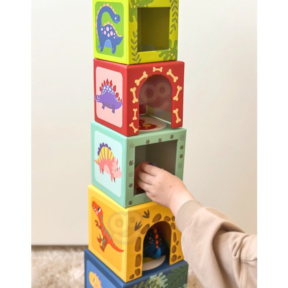 TOOKY TOY Mediniai blokai švietimo galvosūkis + 6 žaidimo figūros 12 vnt.