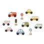 TOOKY TOY rinkinys iš medinių transporto priemonių ir eismo ženklų dėžutėje