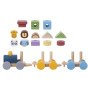 TOOKY TOY Medinis traukinys su gyvūnų blokais Montessori galvosūkiui