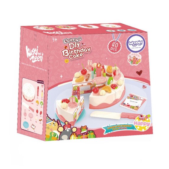 WOOPIE Gimtadienio tortas pjaustymui žvakės vaisiai 40 vnt.