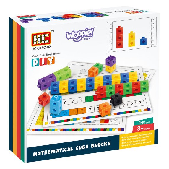 WOOPIE Matematikos galvosūkis Žaidimas Statybiniai Blokai + Raštai 148 vnt.