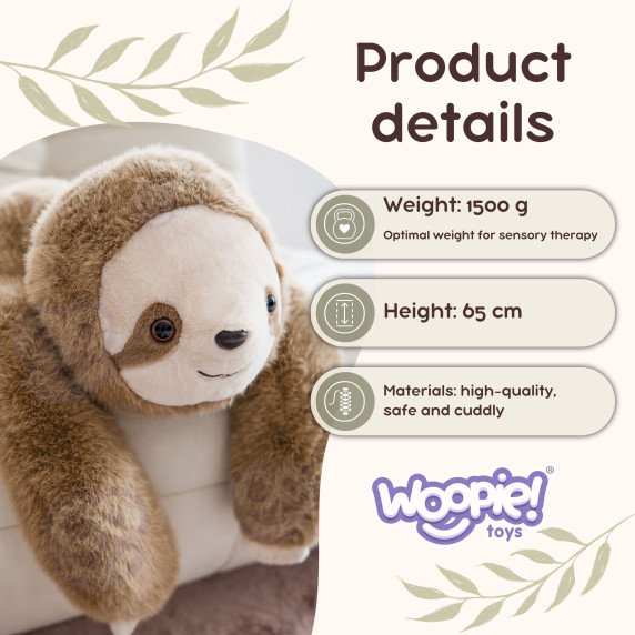 WOOPIE Minkštas Žaislas su Svorio Medžiaga Meškutis Fauluos Antistresinis Jutiminis Sunkus Meškute 65cm 1500g