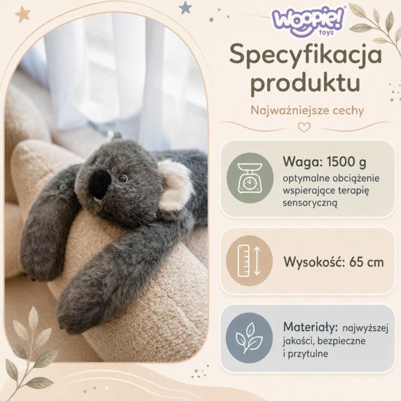 WOOPIE Koala anti-streso jutiklinis svorinis žaislas 65 cm 1500 g