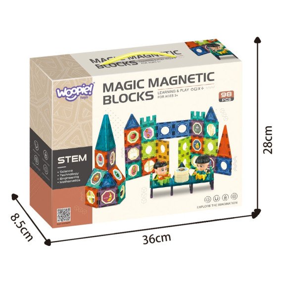 WOOPIE Magnetinės kaladėlės pilis 98 vnt.