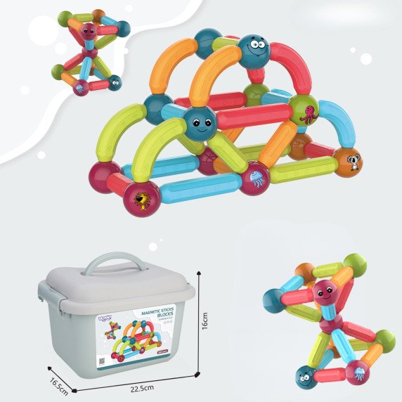 WOOPIE Magnetinės mokomosios konstruktoriaus plytelės 52 vnt.