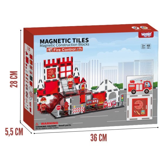 WOOPIE Magnetiniai Blokai 3D Gaisrininkų Rinkinys 48 vnt.