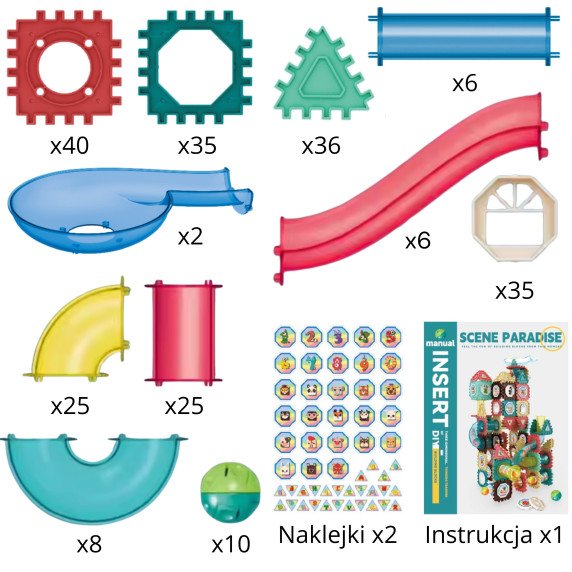 WOOPIE 3D Konstrukcijų Blokai Mokomasis Rinkinys Kamieninis Takelis 228vnt.