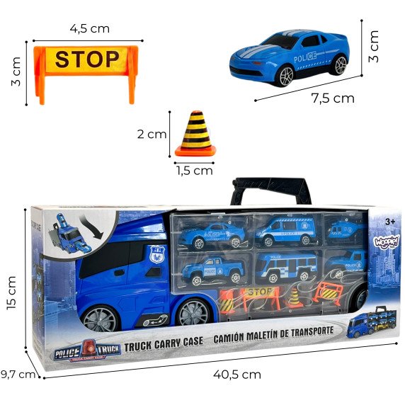 WOOPIE sunkvežimio transporterio rinkinys 3in1 mėlynas policija