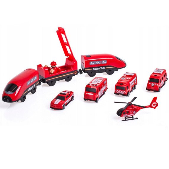 WOOPIE Elektrinis traukinio automobilio takelis, ugnies putenas, automobiliai, 92 vnt.