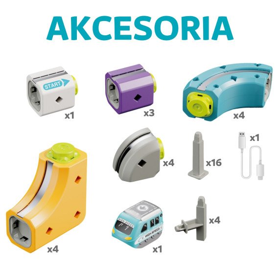 WOOPIE Magnetinis Traukinių Kelio Konstrukcijos Rinkinys su Priėjimo Efektu 38 vnt.