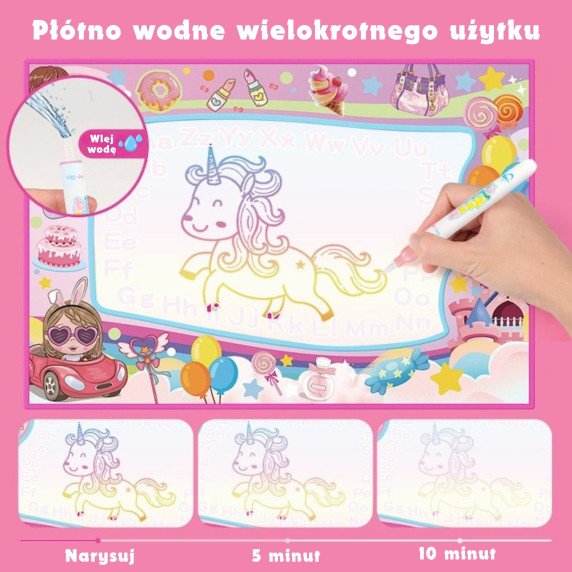 WOOPIE Vandens tapybos kilimėlis 2 į 1 XXL 100x70 cm Švyti tamsoje