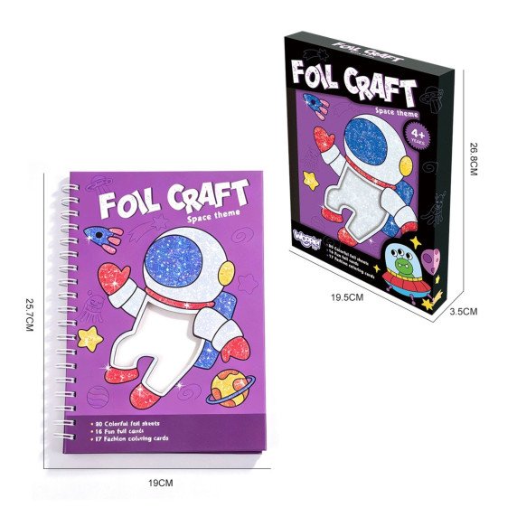 WOOPIE menas Rinkinys Foil Collage Spalvinimo knyga Kosmonautas 121 vnt.