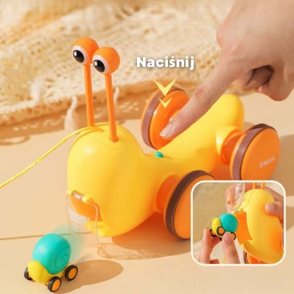 WOOPIE 4-in-1 vilkikas šikšnosparnių, cimbalių, pojūčių ratų, paleidimo sviedinio + mažas automobilis