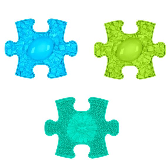 WOOPIE Jutiklinis Kilimėlis Ortopedinis Puzzle 11 Dalys - Mėlyna/Žalia
