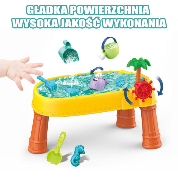 WOOPIE Vandens lenta 2in1 Smėlio dėžutė Piratų laivas 8 priedai.