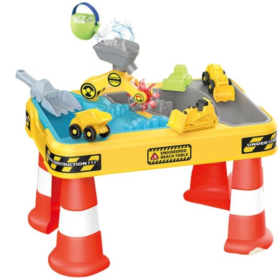 WOOPIE Vandens lenta 2 in 1 Smėlio dėžė Statybos aikštė + 4 Automobiliai 12 vnt.