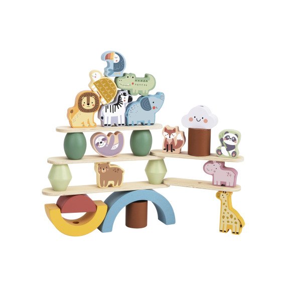 WOOPIE GREEN Balansuojantys mediniai gyvūnai stambinami puzzle FSC