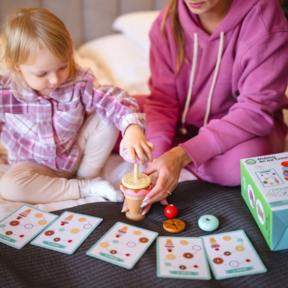 WOOPIE GREEN Medinis ledų kremo Montessori galvosūkis Iš gamyklų 12 dalių FSC