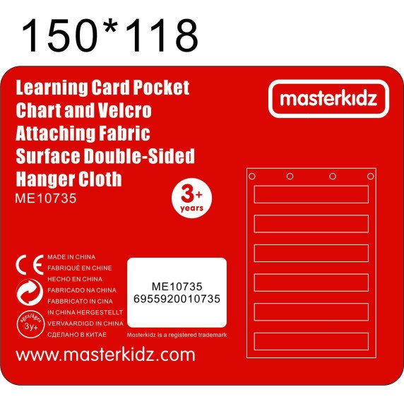 MASTERKIDZ Audininių lakštų su kišenėmis skirtų kortelėms ir paveikslėliams, raudona