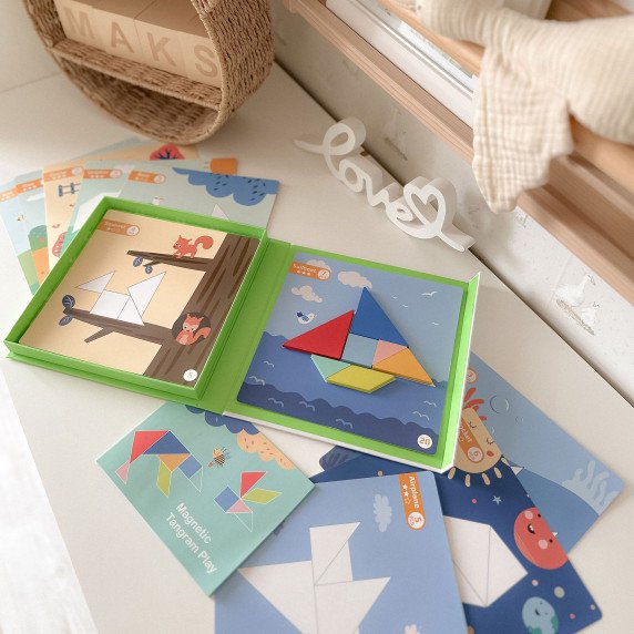 TOOKY TOY Tangram galvosūkis vaikams, mokantis figūrų formų formų 18 vnt.