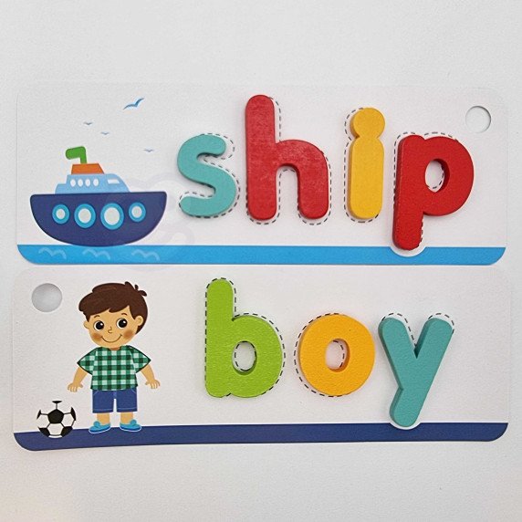 TOOKY TOY Montessori abėcėlinis galvosūkis, mokymasis raidžių, žodžių, gyvūnų, 57 vnt.