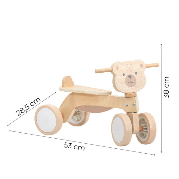 VIGA PolarB medinis riedulys Ruda Teddy Bear su minkštais ratais.