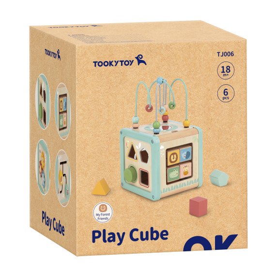 TOOKY TOY Medinis veiklos kubas su rūšiavimo labirintu