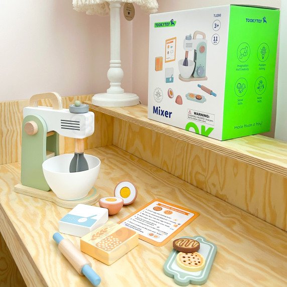 TOOKY TOY Medinis Maišytuvas Pastelinis Priedų Rinkinys