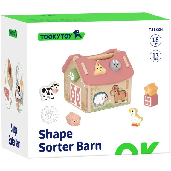 TOOKY TOY Ūkio Medžio gyvūnų formų rūšiavimo žaislas