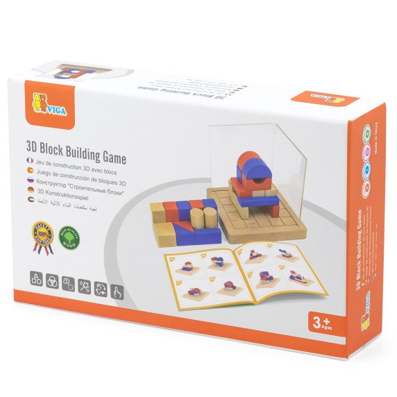 VIGA Mediniai statybiniai žaidimai 3D Montessori blokai