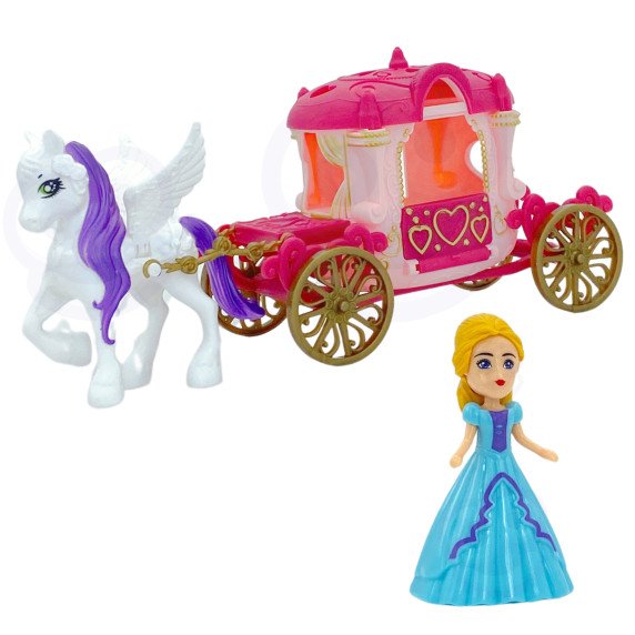 Interaktyvus stebuklingas princo rūmai „WOOPIE“ rinkinys su princese + karieta ir priedai