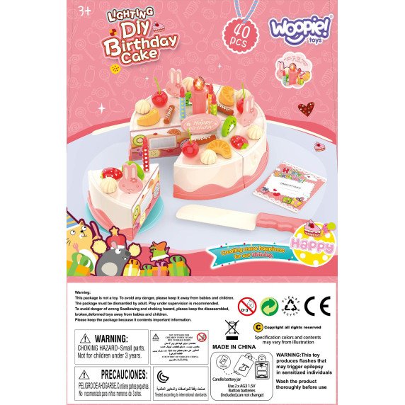 WOOPIE Gimtadienio tortas pjaustymui žvakės vaisiai 40 vnt.