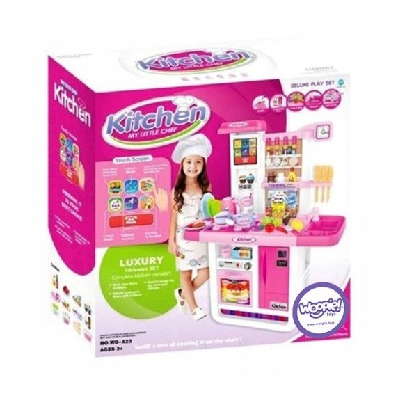WOOPIE Kitchen MANO MAŽYNA VIRTUVĖ LIEČIAMASIS skydelis su garsu Vandens cirkuliacija Rožinė