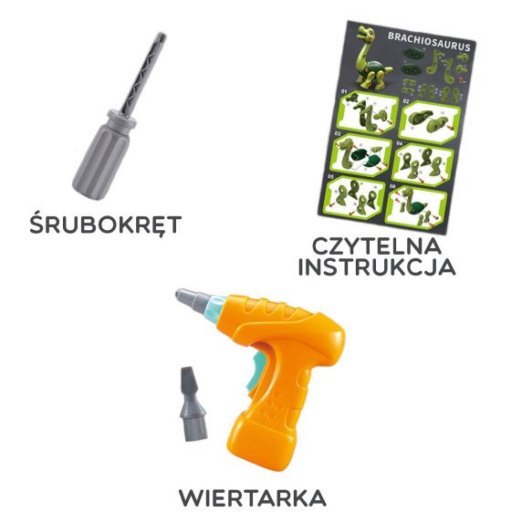 WOOPIE Dinozaurų rinkinys su sukimu + gręžtuvas, 31 vnt.