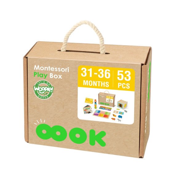 WOOPIE GREEN dėžė XXL Montesorio edukacinė 7in1 jutimo dėžė 31-36 mėn. FSC