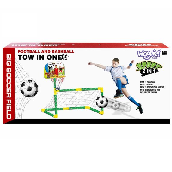 WOOPIE 2-in-1 Krepšinio Rinkinys: Futbolo Vartininkas + Krepšinio Kamuolys