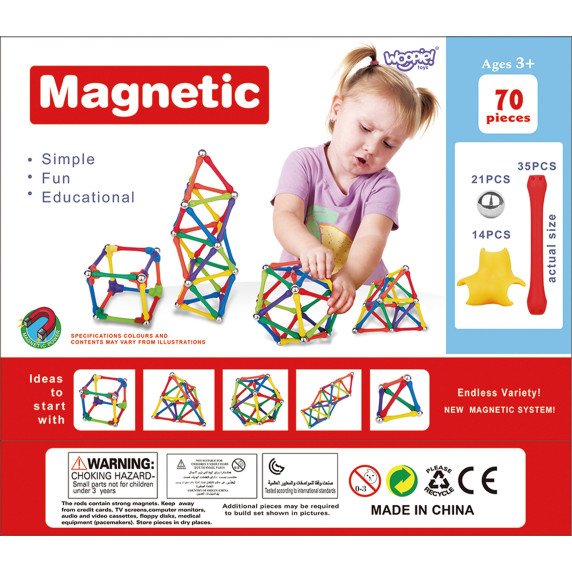 WOOPIE Magnetiniai Konstrukciniai Blokai Kūrybinis Galvosūkis 70 vnt.