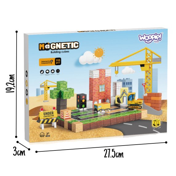 WOOPIE Magnetiniai statybos blokai Statybvietė 115 vnt.