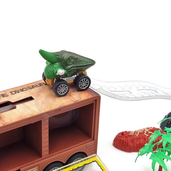 WOOPIE Dinozaurų sunkvežimis su paleidėju ir automobiliais 15 vnt.