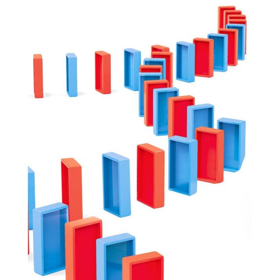 WOOPIE Elektrinis Traukinio Lokomotyvas Domino Blokams su Garu 80 vnt.