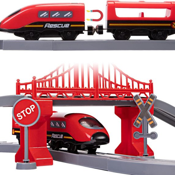 WOOPIE Pendolino Elektrinis Traukinio Rinkinys Ugniagesių Departamentui, 66vnt.