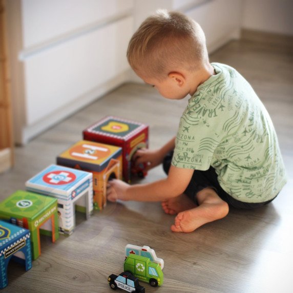 WOOPIE GREEN Galvosūkiai Kubai Miesto Transportas Dėžėse + Figūros 10 vnt.