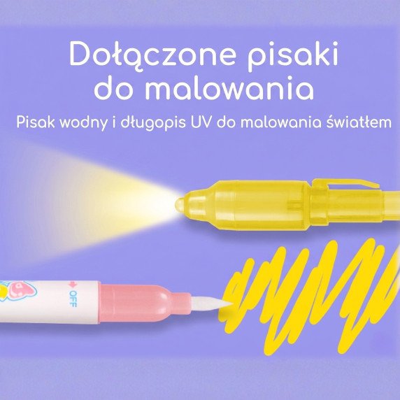 WOOPIE Vandens tapybos kilimėlis 2 į 1 XXL 100x70 cm Švyti tamsoje
