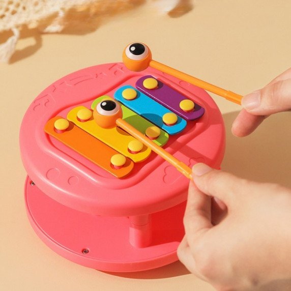 WOOPIE 4-in-1 vilkikas šikšnosparnių, cimbalių, pojūčių ratų, paleidimo sviedinio + mažas automobilis