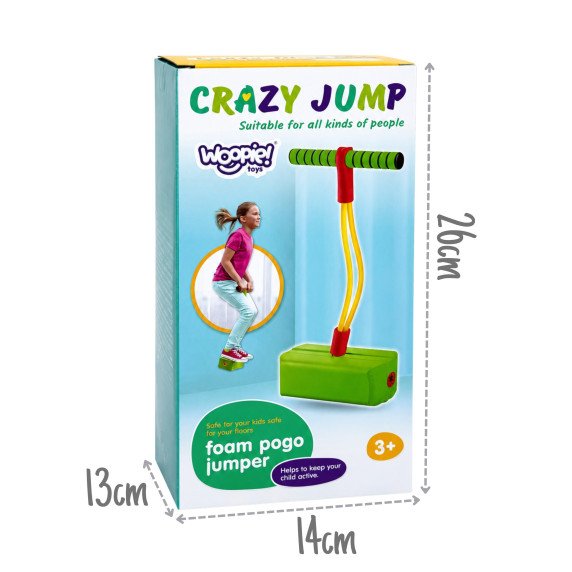 WOOPIE putplastinis žalias Pogo šoklys vaikams, skirtas būti balansui treniruoti.