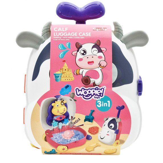 WOOPIE 3-in-1 Smėlio dezės rinkinys Karvės lagaminas Vandens stalas